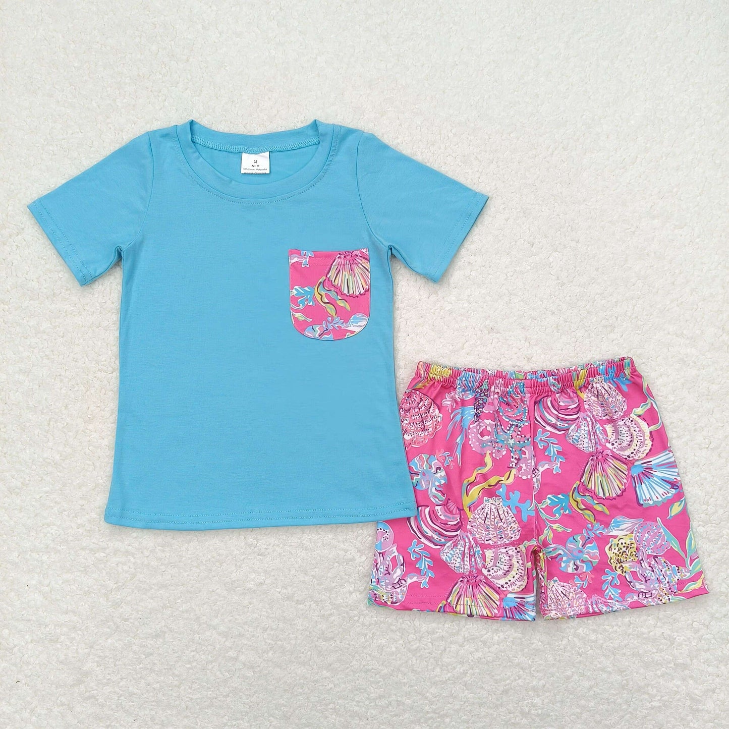 summer lilly shell baby boy shorts set