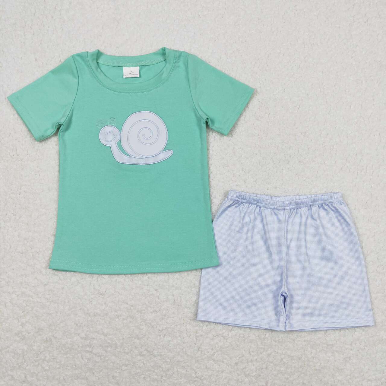 baby boy clothes snails embroidery shorts set