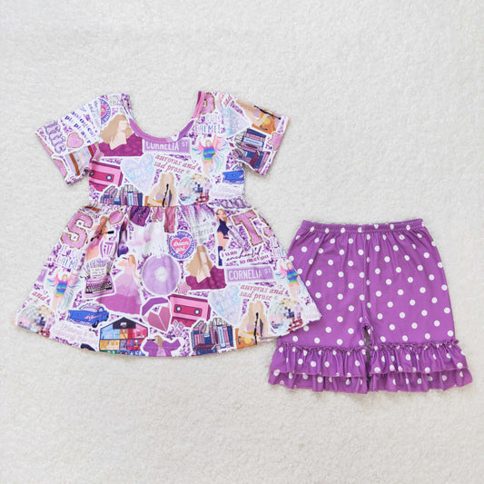 taylor swift shorts set purple