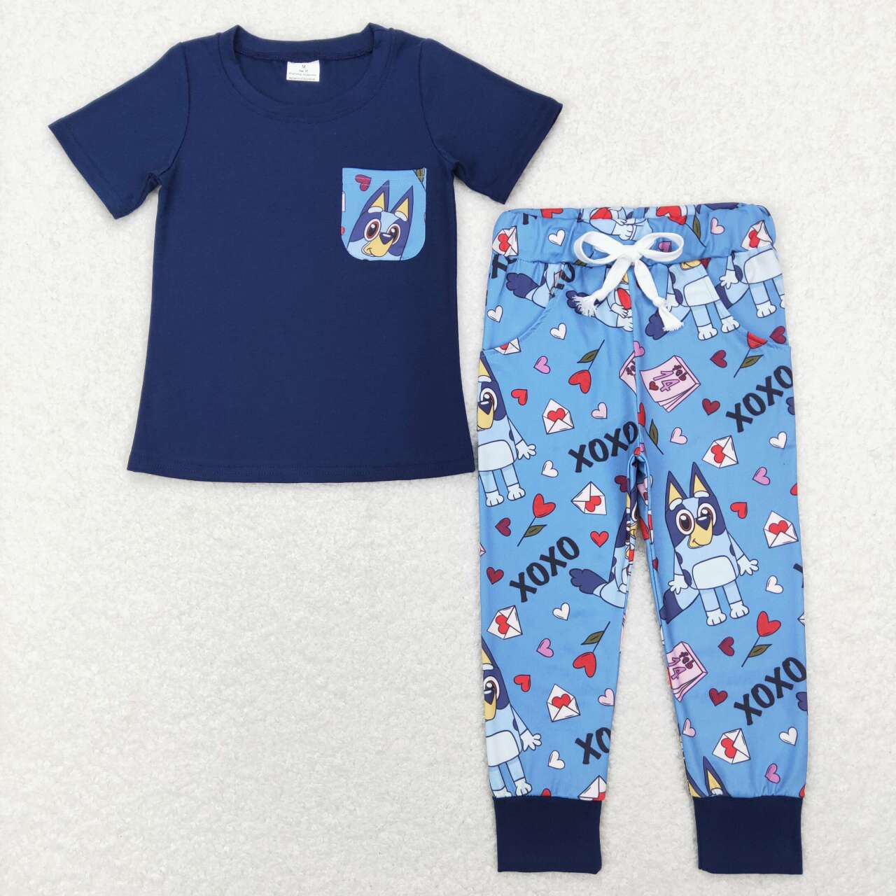 Boy short sleeve valentine blu*y jogger outfit