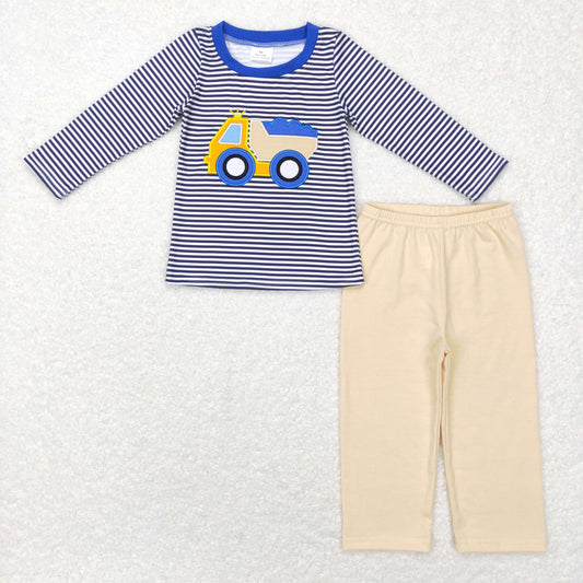 kids boy embroidery pants set outfit