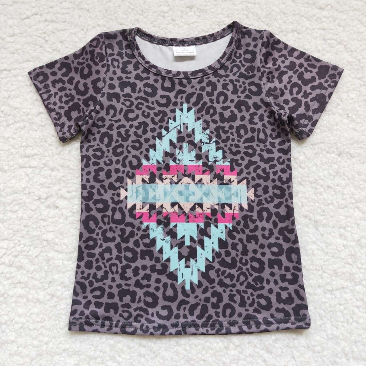 Gray leopard aztec pattern t shirt