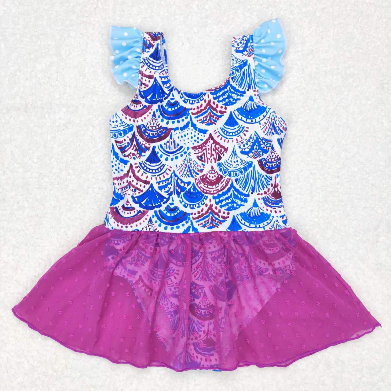 1 piece fish scale kids girls swimsuit