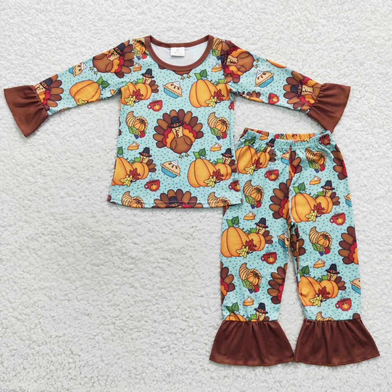 girl Thanksgiving day pajama turkey