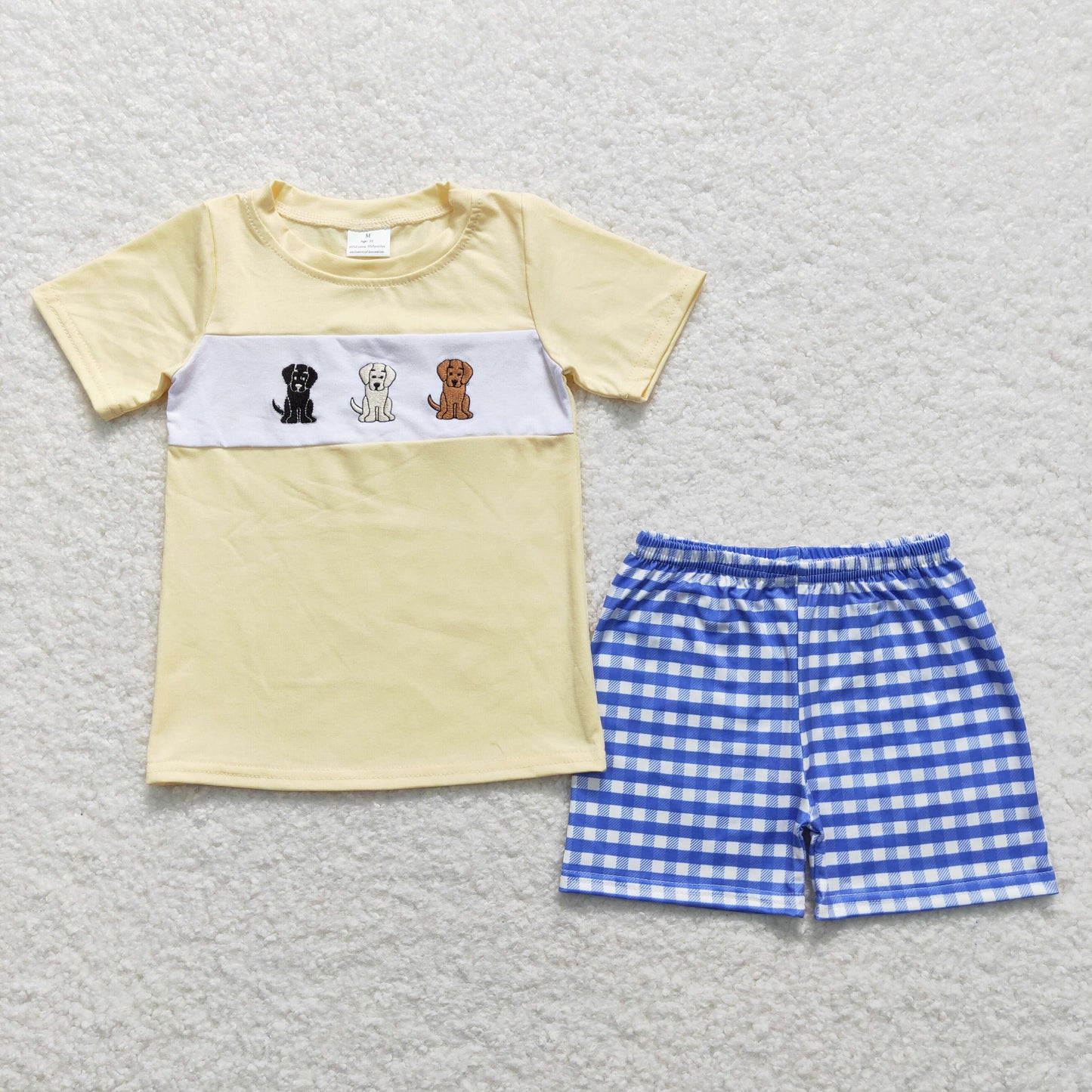 puppy dog embroidery boy shorts set