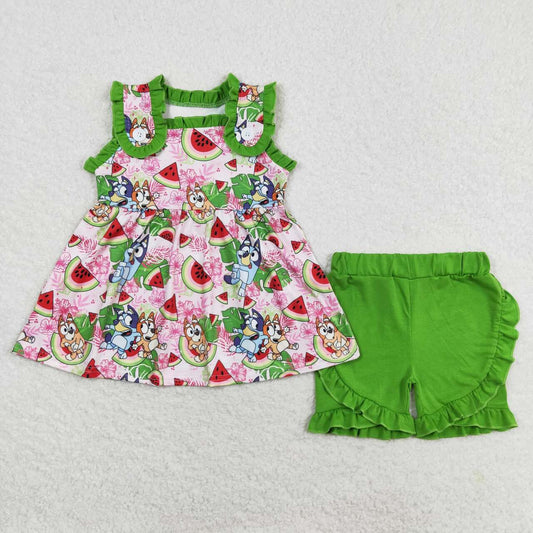 sleeveless watermelon&blu*y shorts outfit green