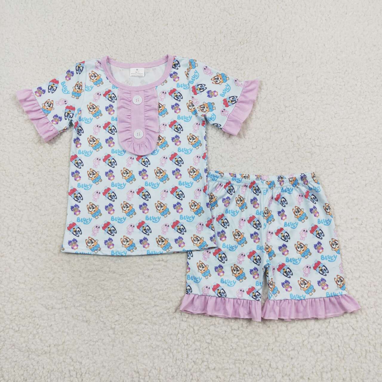 girl pink ruffle blu*y shorts pajama