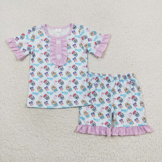 girl pink ruffle blu*y shorts pajama