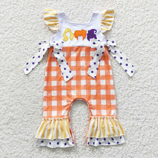 hocus pocus embroidered romper for baby girl