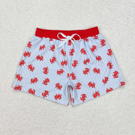 baby boy red crab print trunks swimsuit