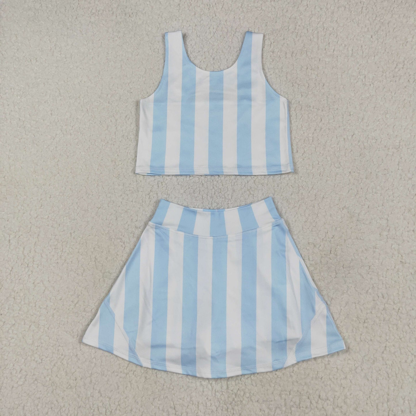 blue stripes yoga skort set