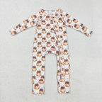 long sleeve bow pumpkin ruffle zip sleeper