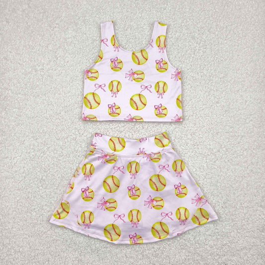 softball two pieces athletic skort dress set