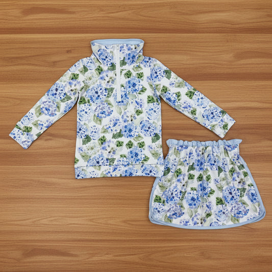 hydrangea zip pullovers skort set girls outfit