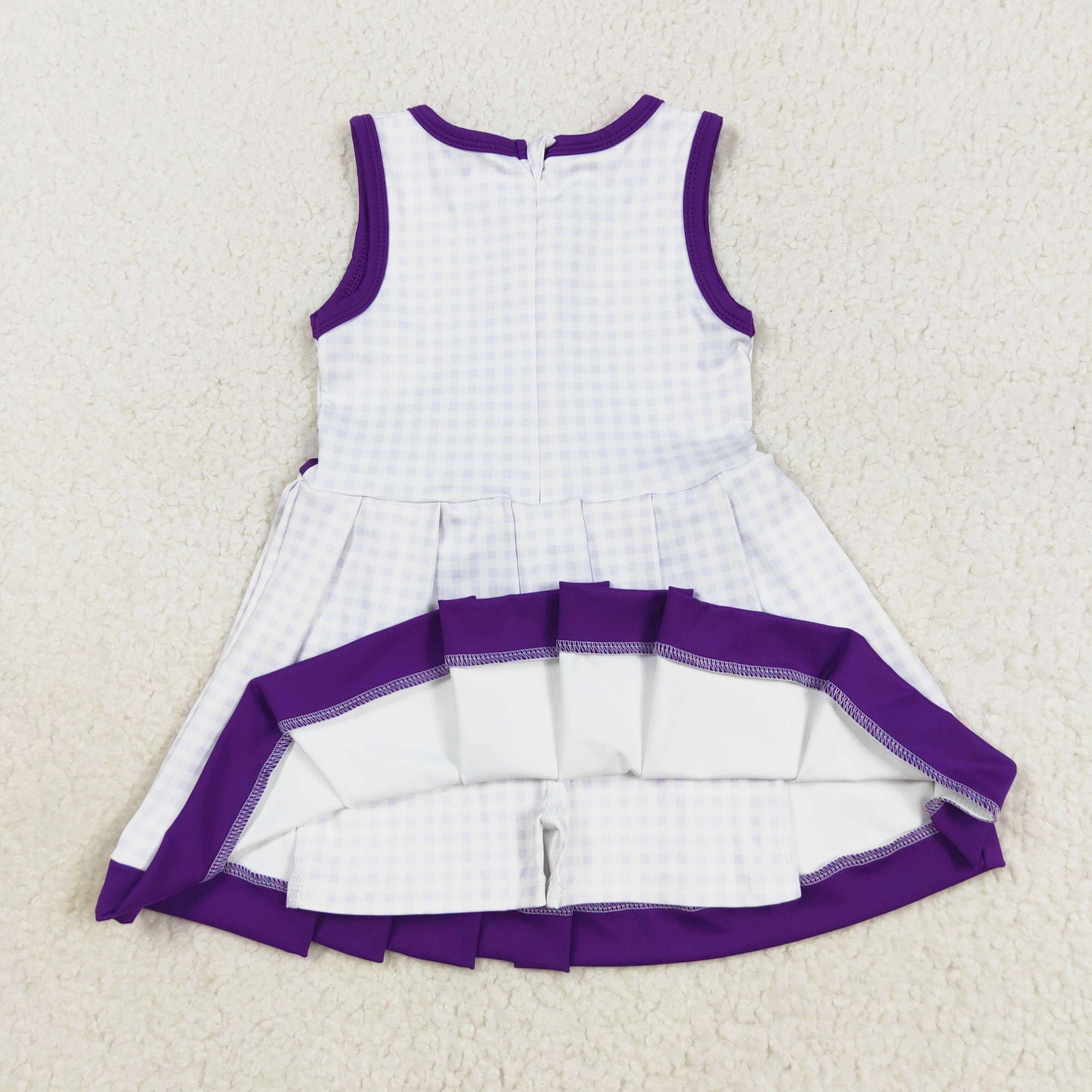 sports purple plaid athletic pleated dress