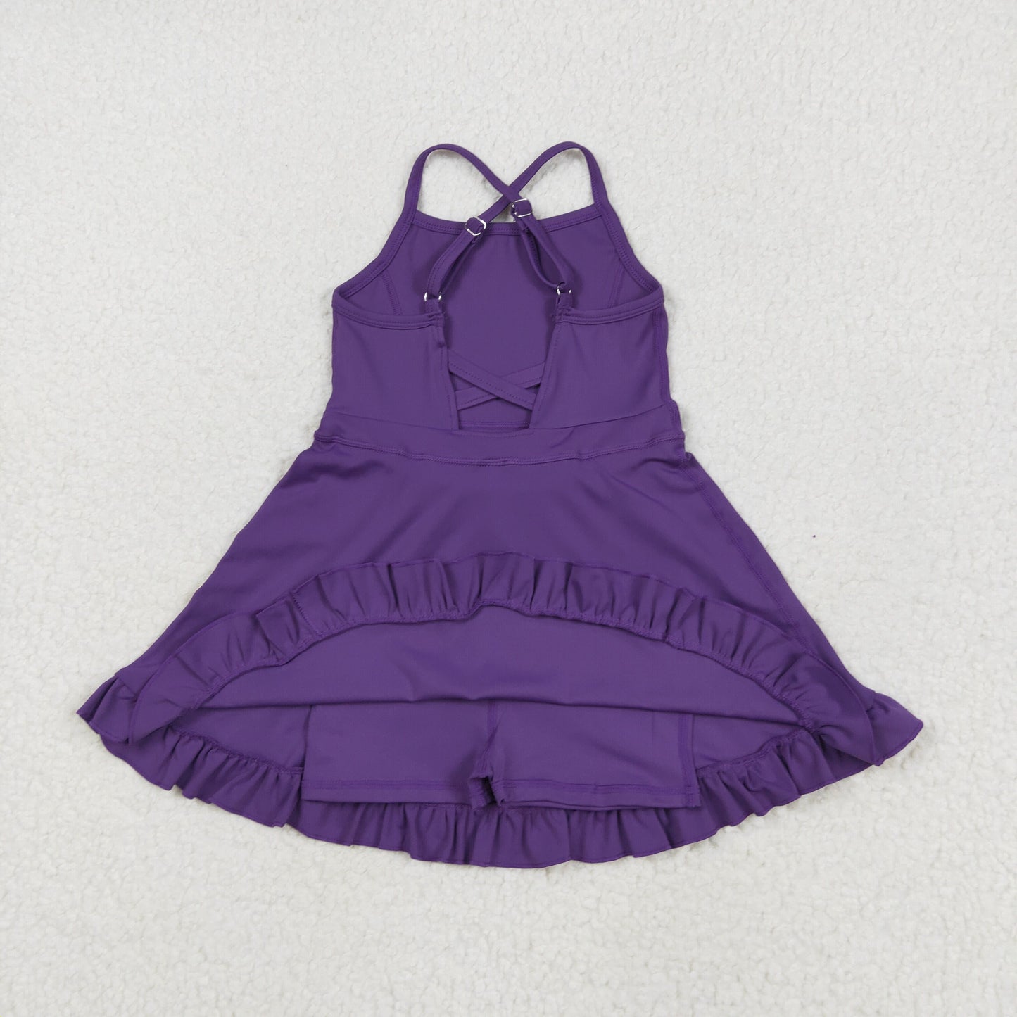purple strap ruffle baby girls summer activewear athletic dress