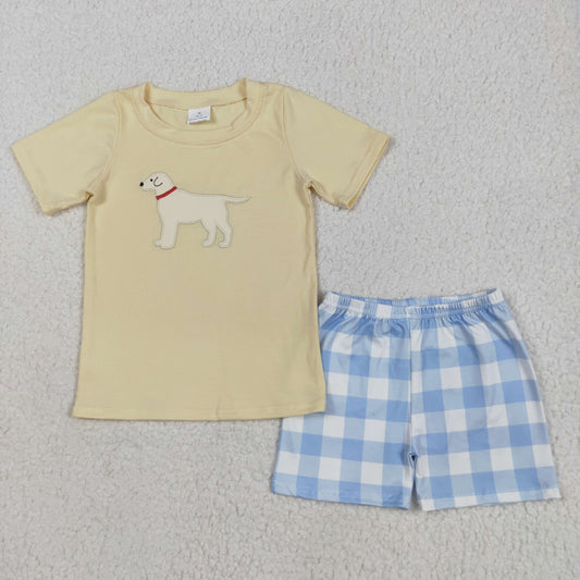 dog embroidery boy shorts set