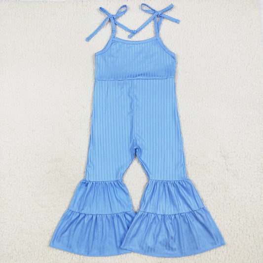 blue strap ribbed jumpsuit