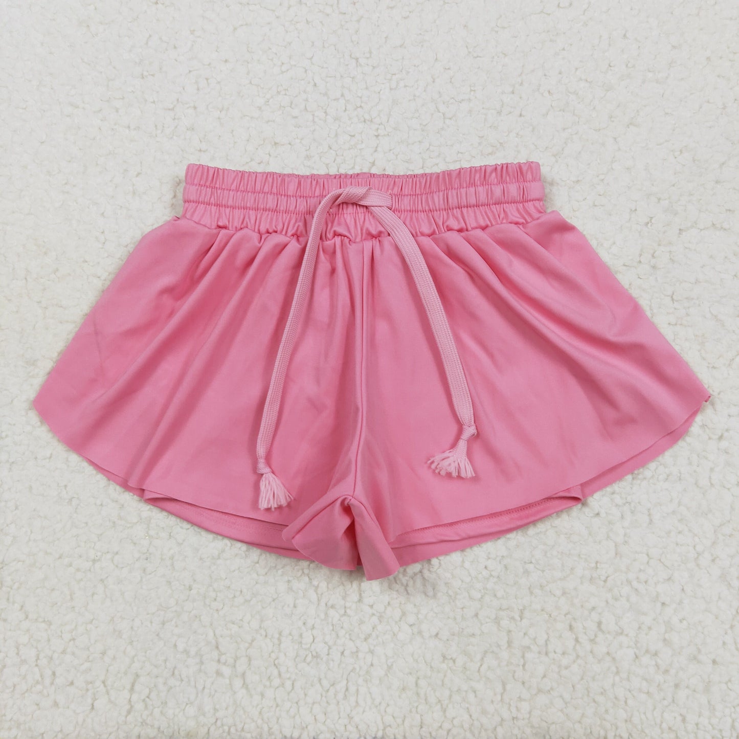pink solid color yoga girls sports shorts