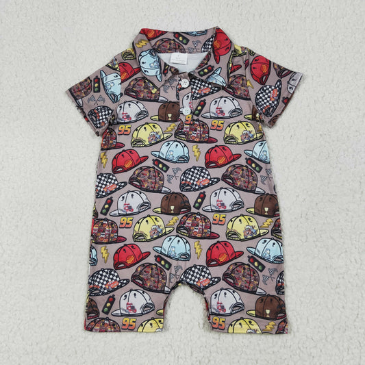 cars hat boy polo romper
