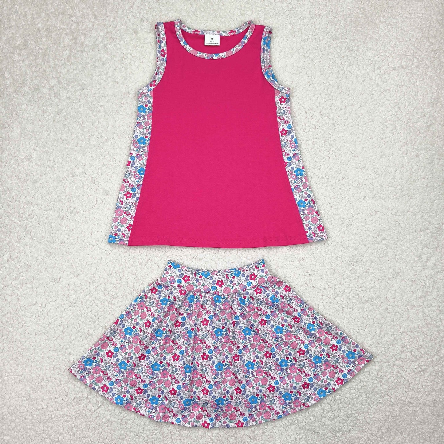 hot pink floral skort skirt set girls clothing