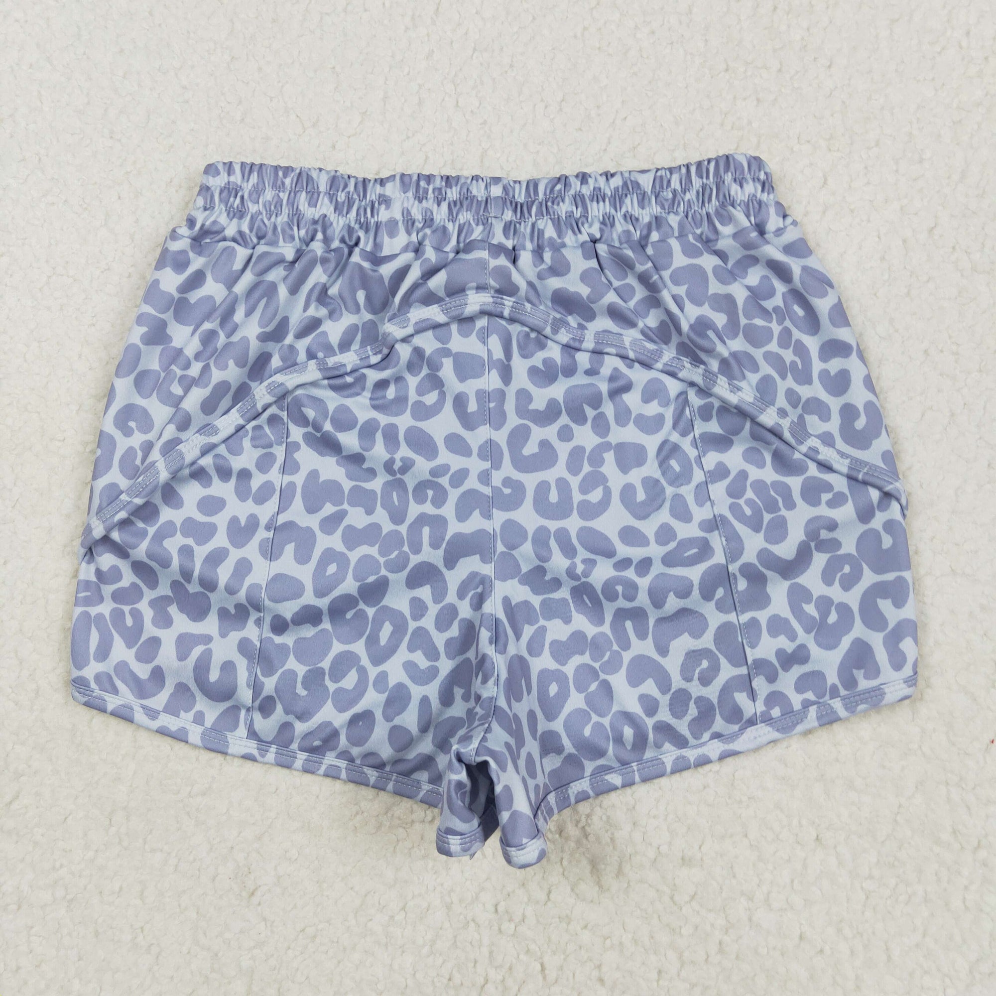 gray leopard athletic woman shorts