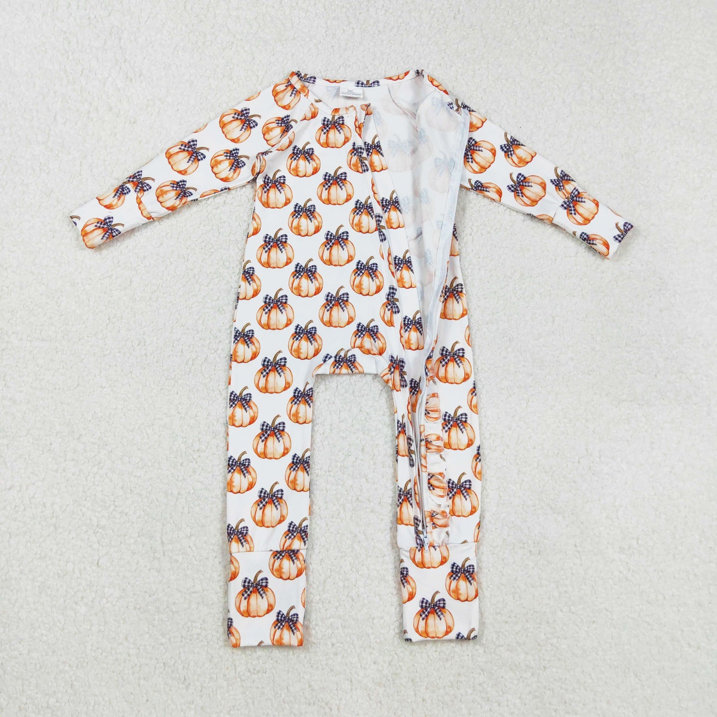 long sleeve bow pumpkin ruffle zip sleeper