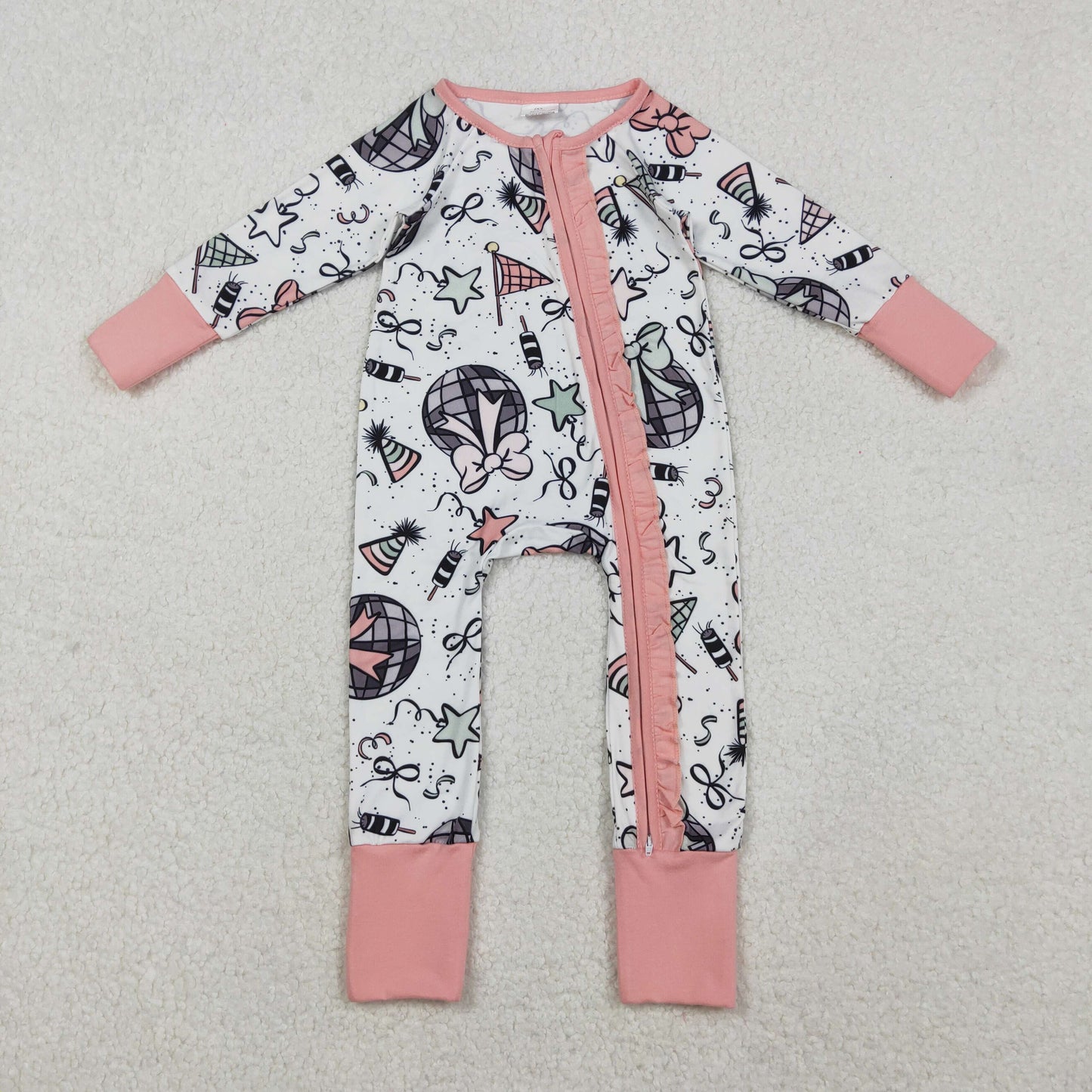 new year's groovy disco infant girl zipper sleeper