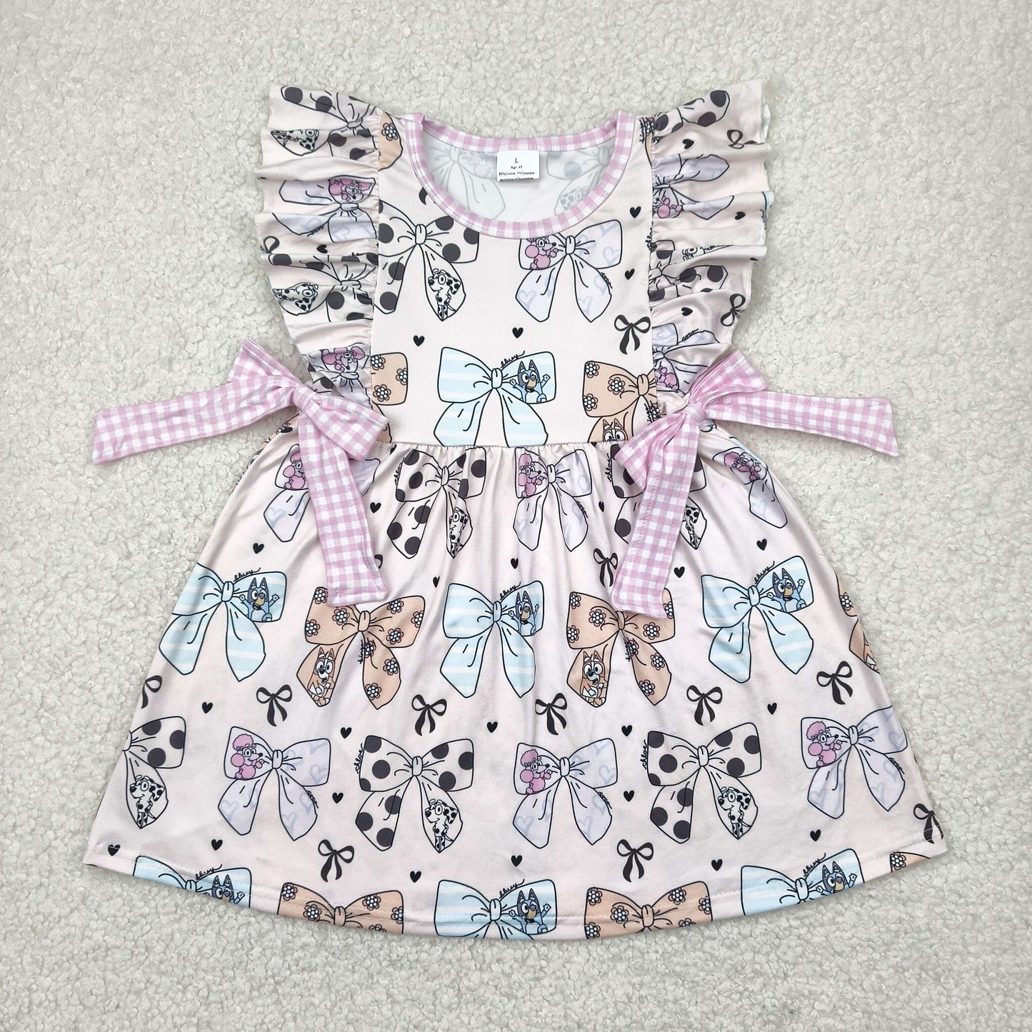 flutter sleeve blu*y coquette bow dress