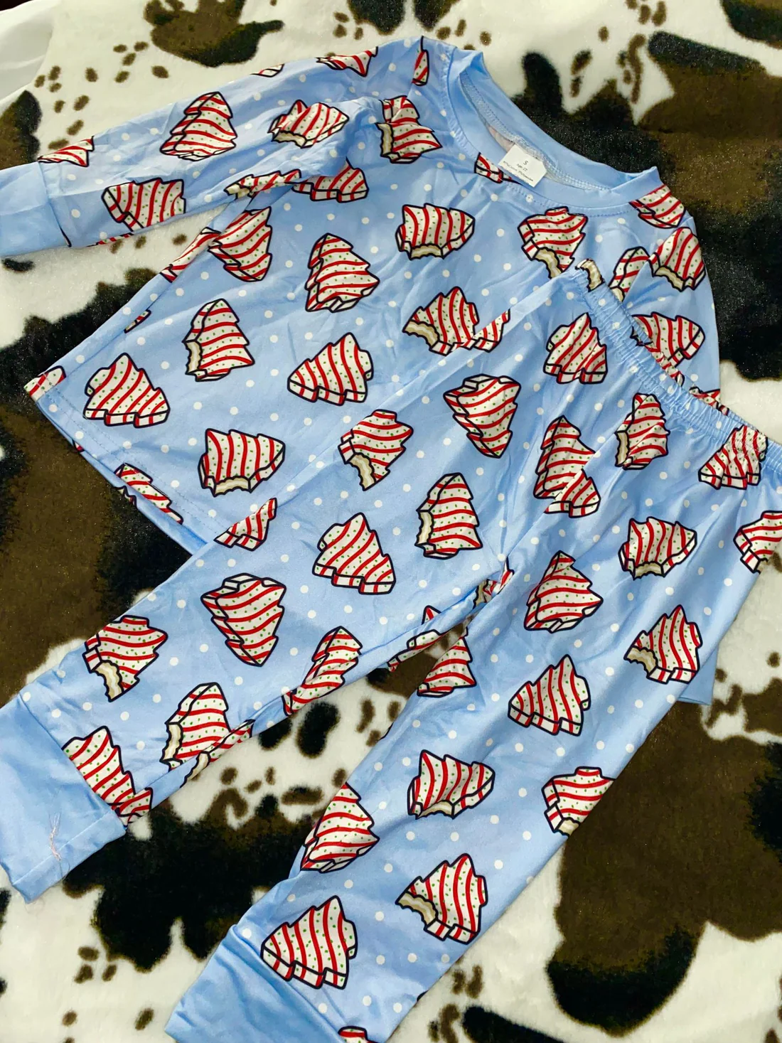 boy blue christmas cake pajama set