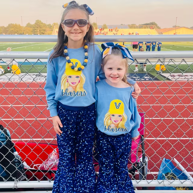 kids dark blue sequins belle pants