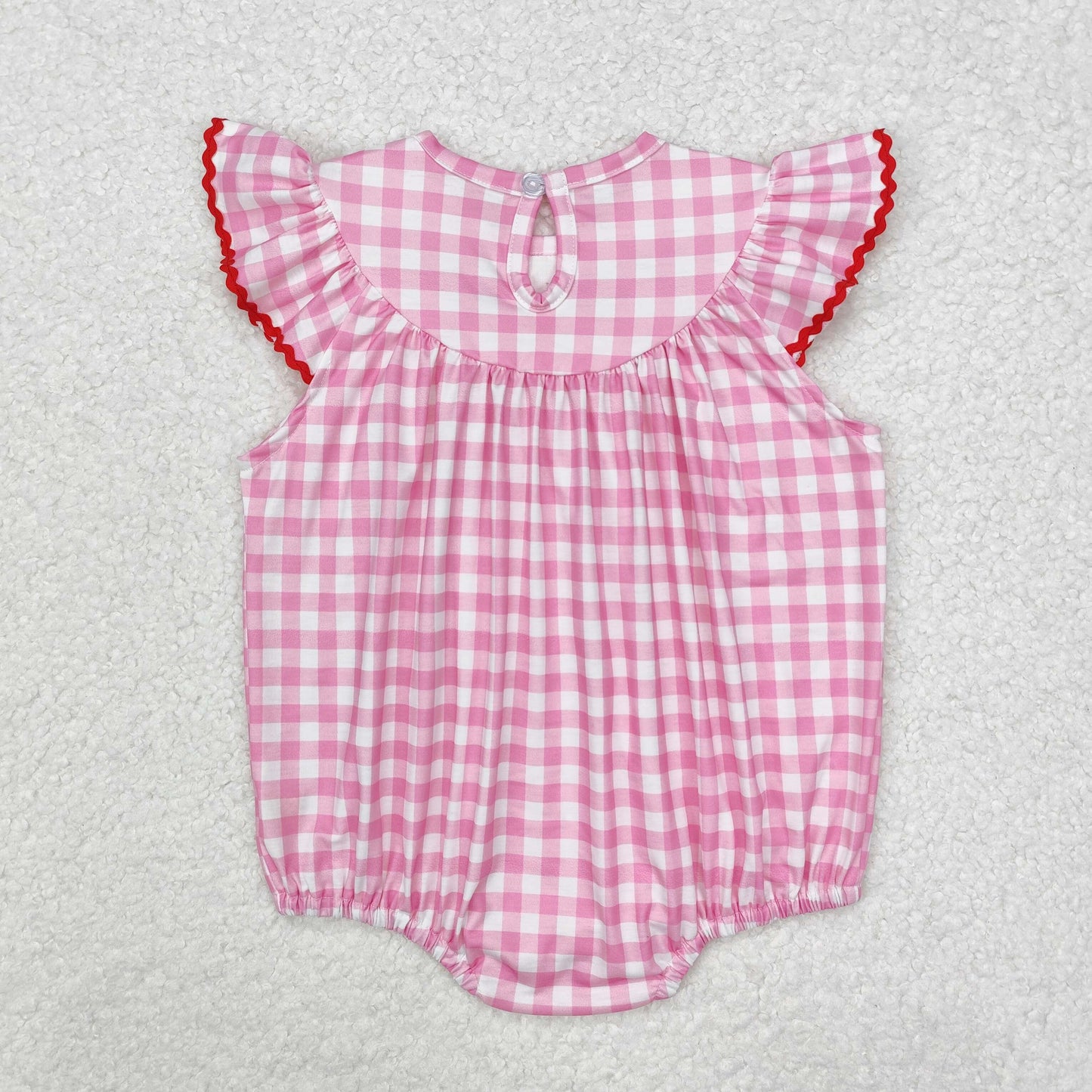 heart embroidery pink plaid bubble valentine clothes