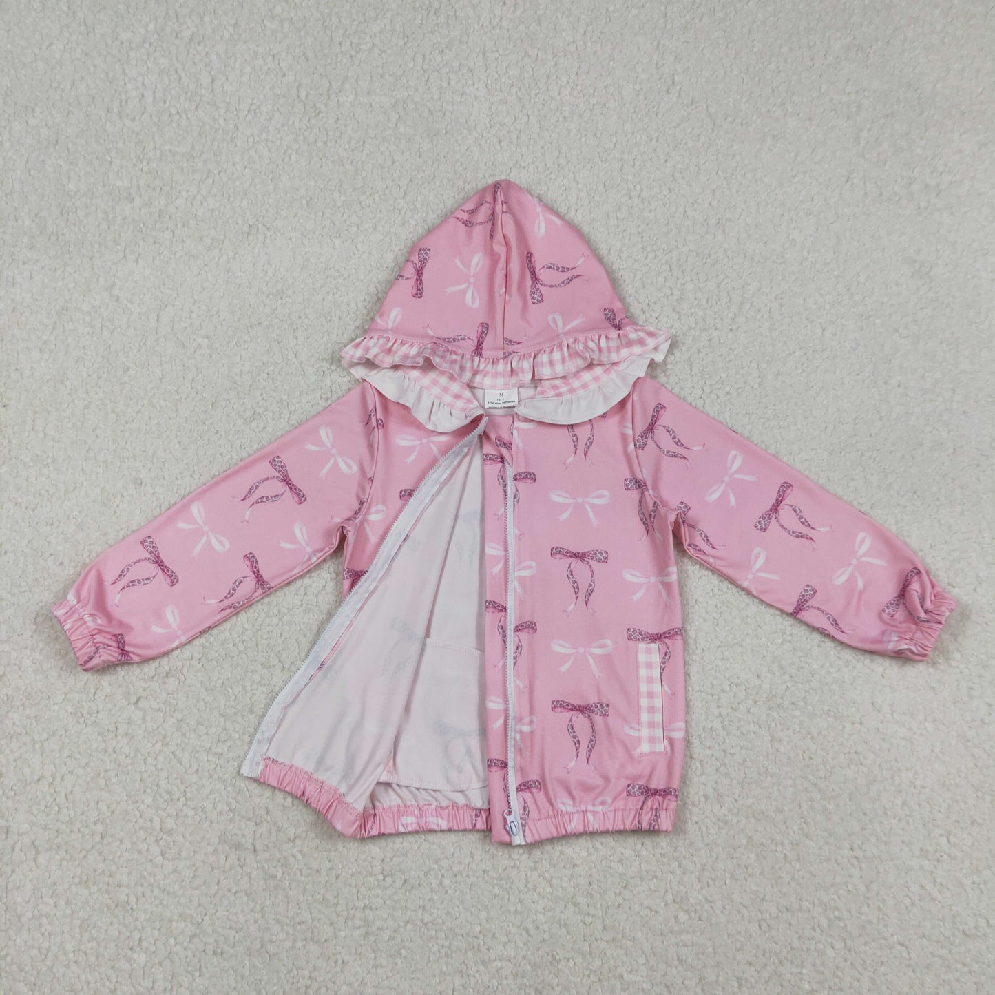 coquette on pink baby girl zip hoodie jacket