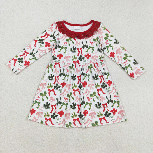 red green bows Christmas girl dress