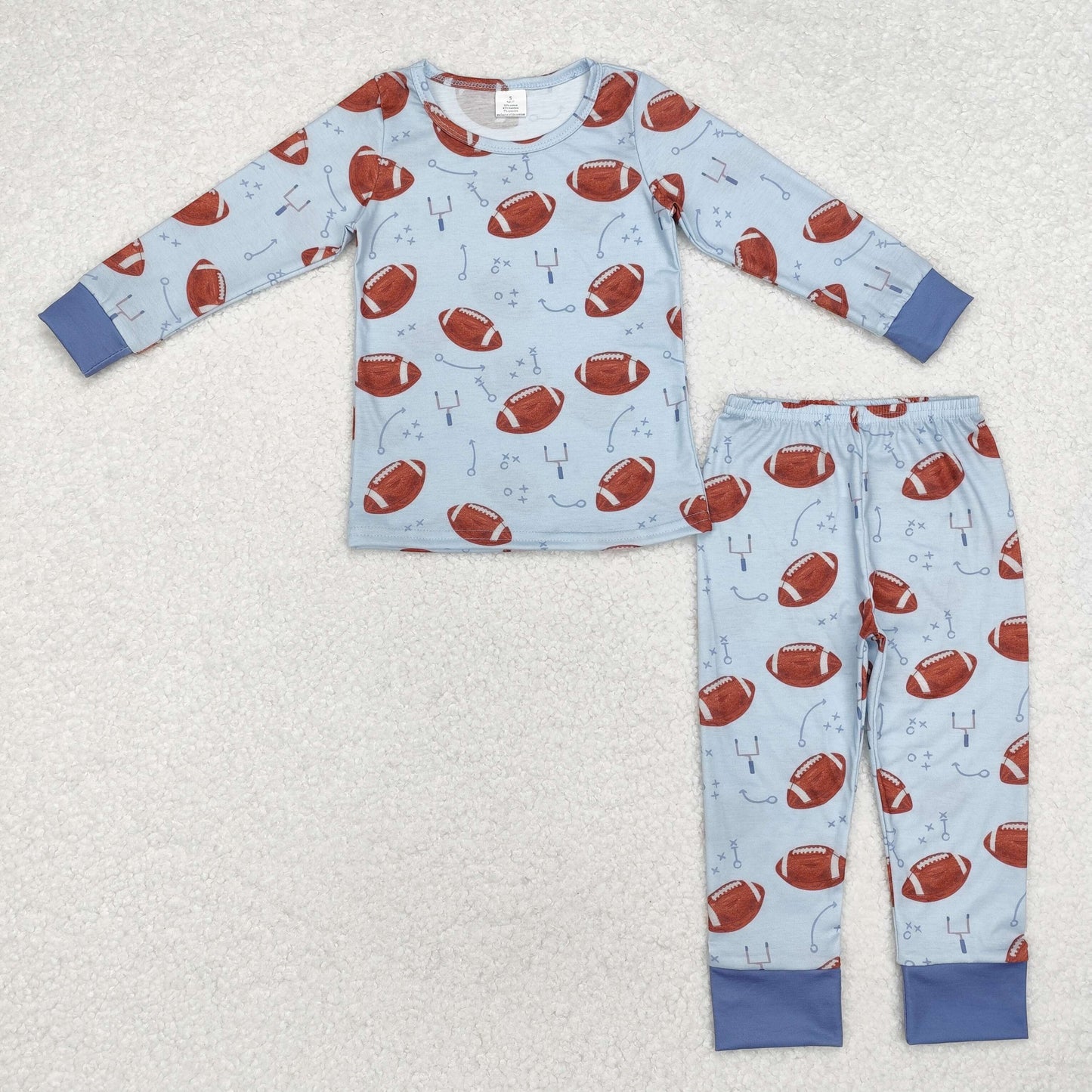 boy long sleeve football bamboo pajama set