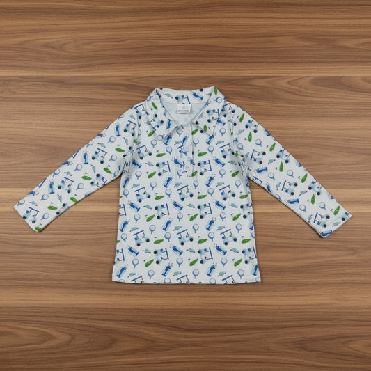 long sleeve golf polo shirt baby boy top