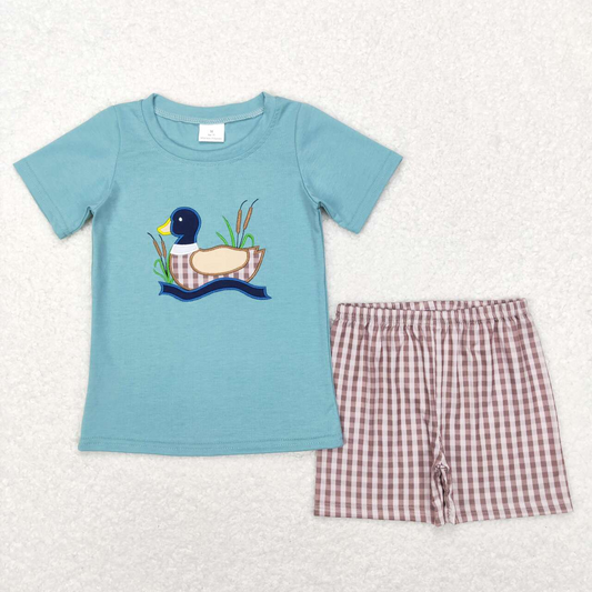 BSSO0281 USA Warehouse Embroidery Duck Shorts Set