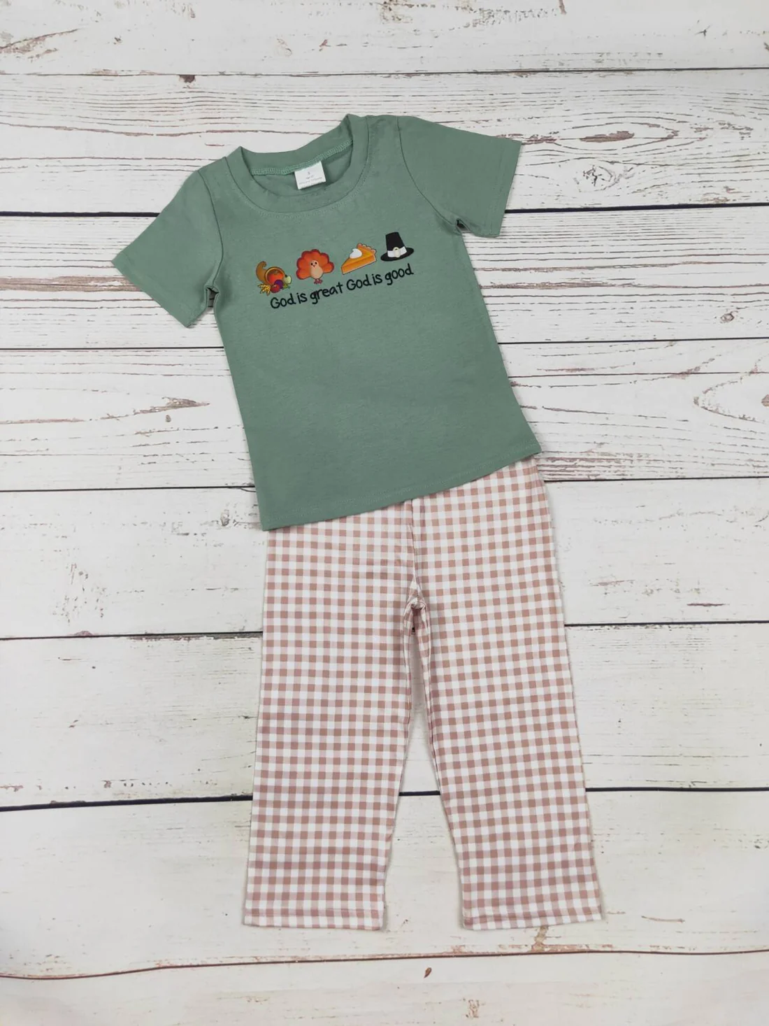 god is great god is good toddler boy digital printed thanksgiving day outfit