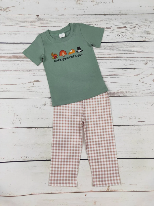 god is great god is good toddler boy digital printed thanksgiving day outfit