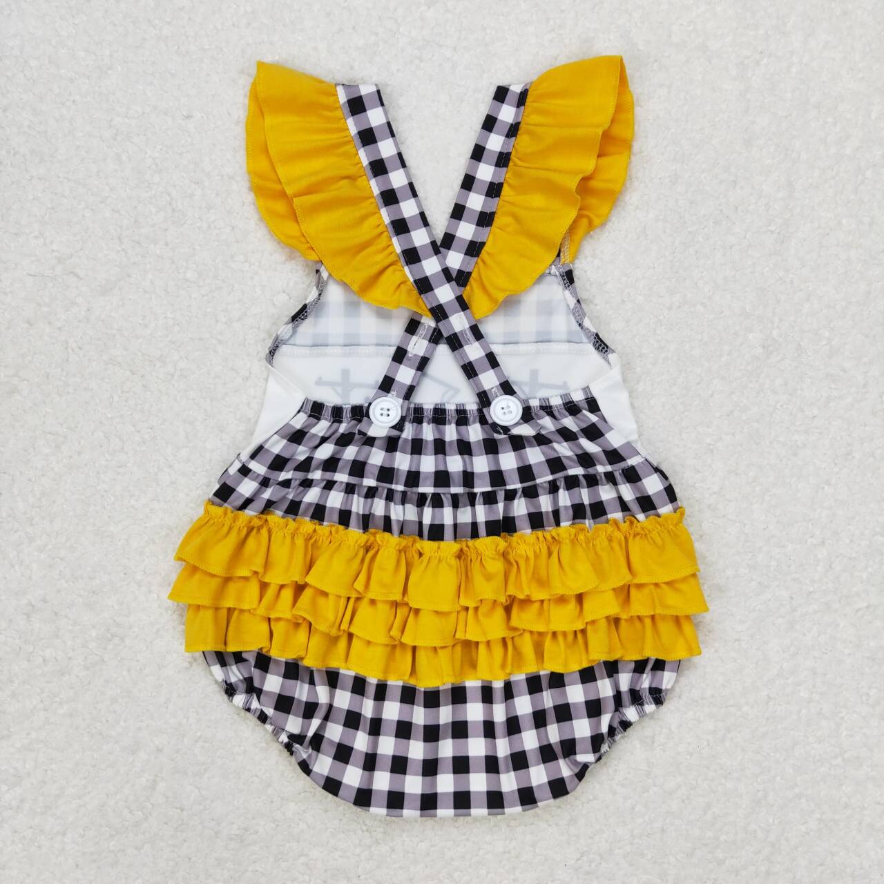 baby girl plaid lineman ruffle back bubble