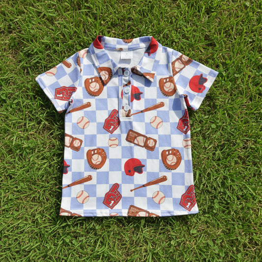 checkered baseball polo t-shirt boys top