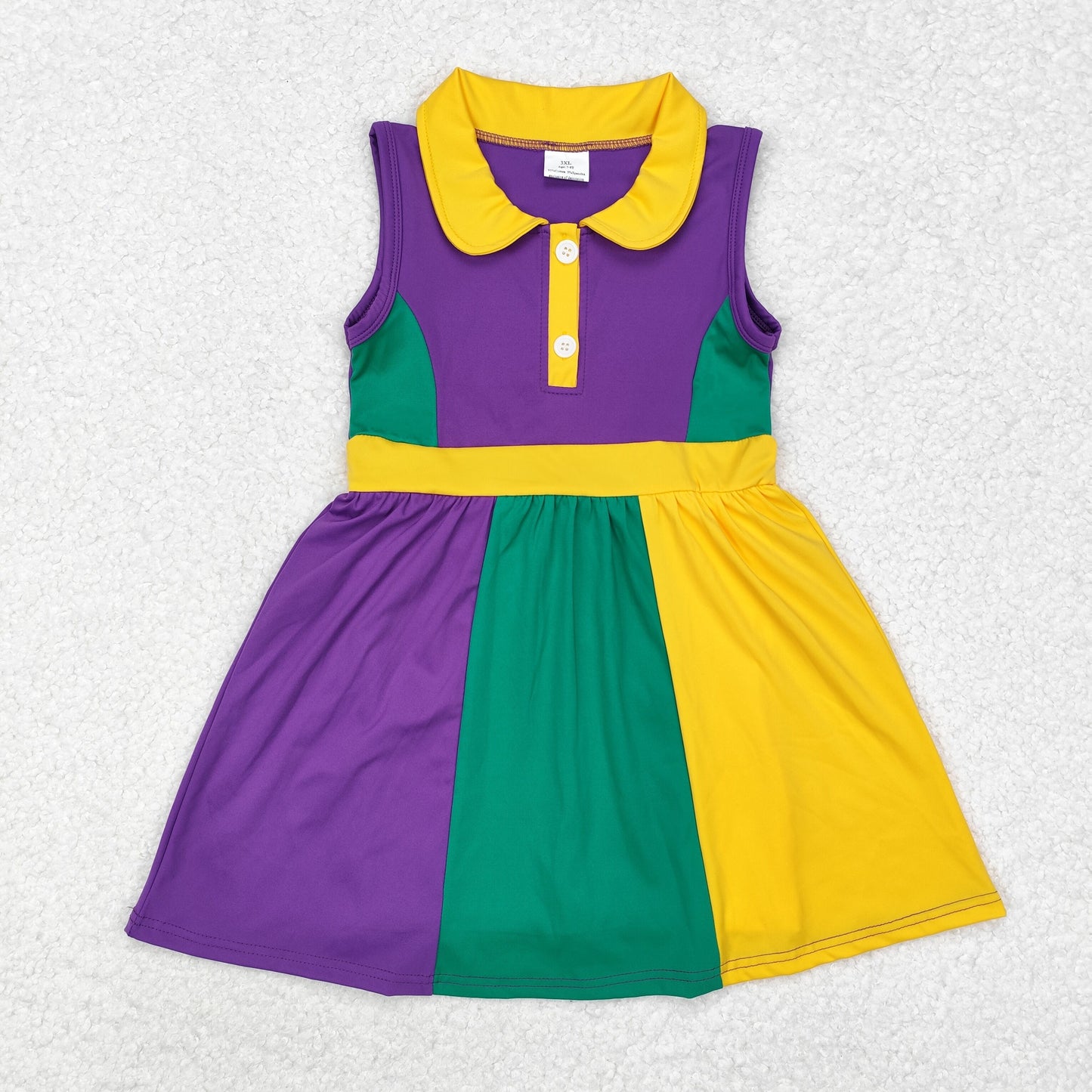 Mardi gras green purple yellow athletic dress