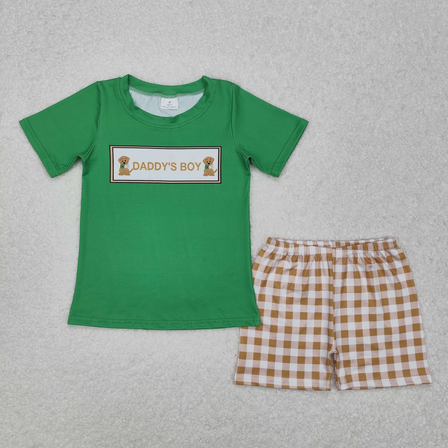 daddy's boy dog print boys shorts set