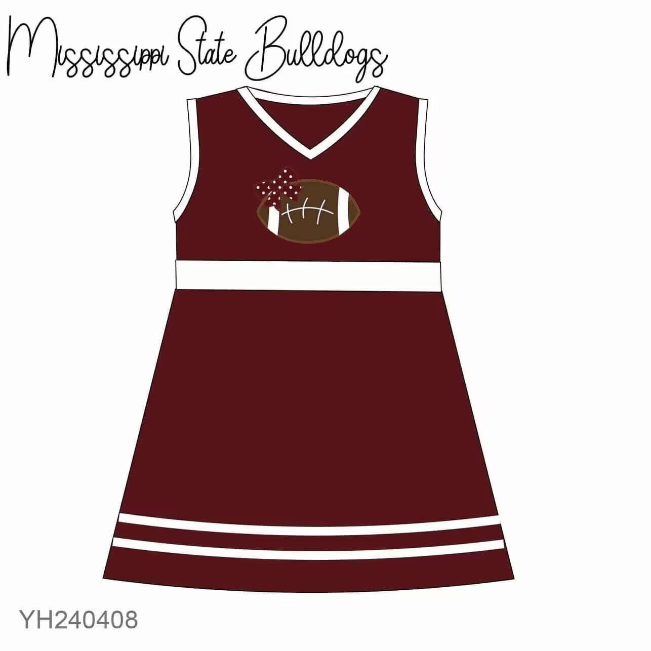 Split-CLOSE 26th Aug little girl football dress maroon