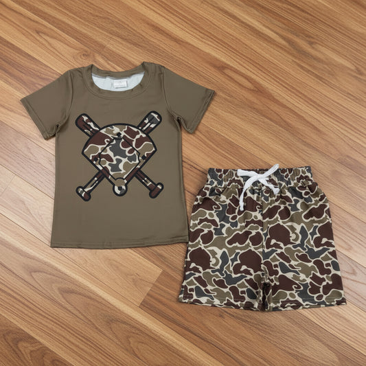 camo baseball boy shorts set