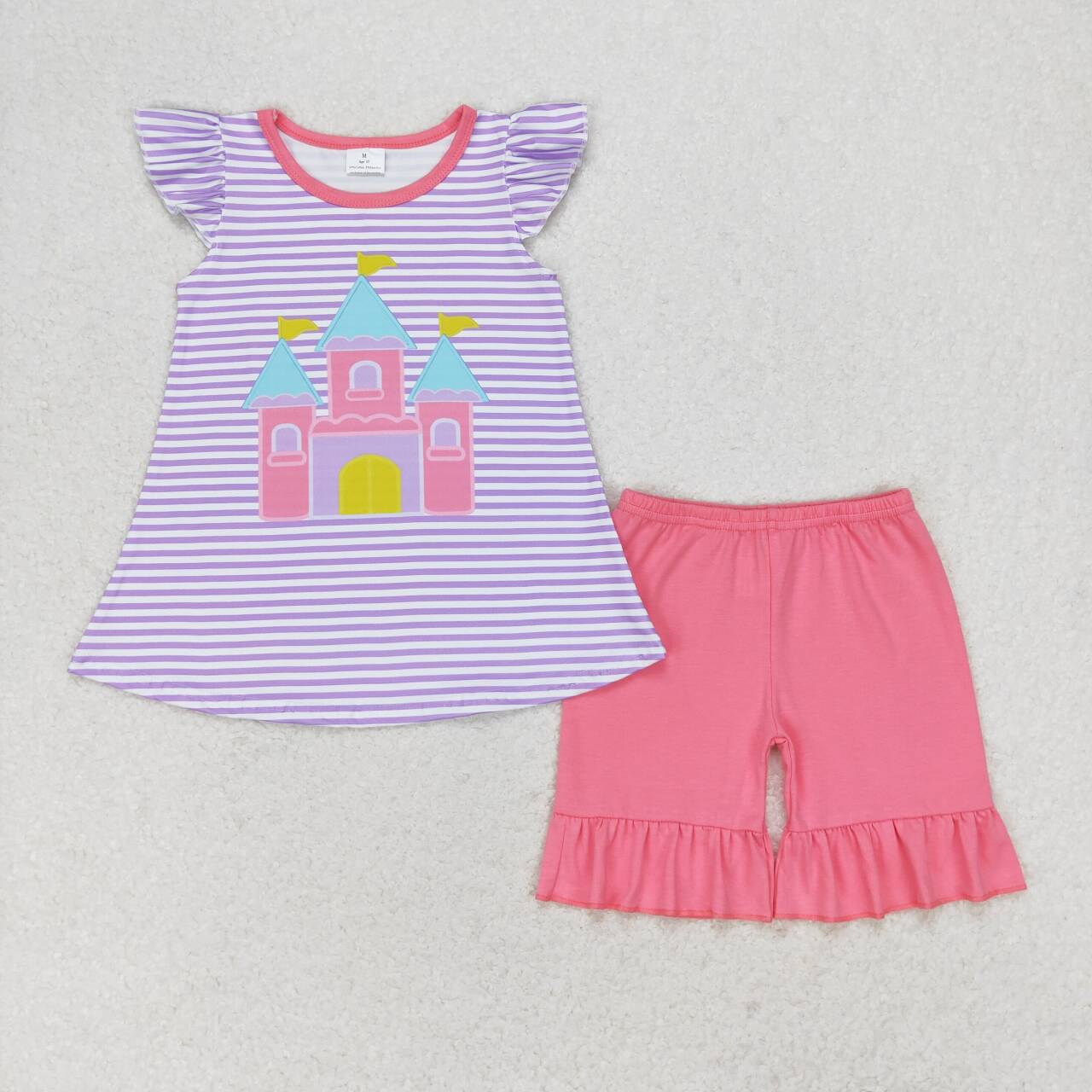 baby girl clothes castle print shorts set
