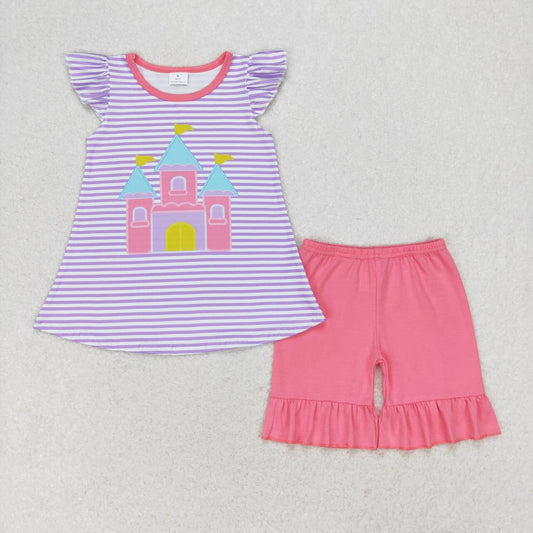 baby girl clothes castle print shorts set