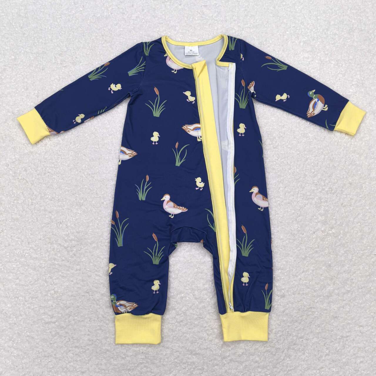 navy duck print zip bamboo sleeper