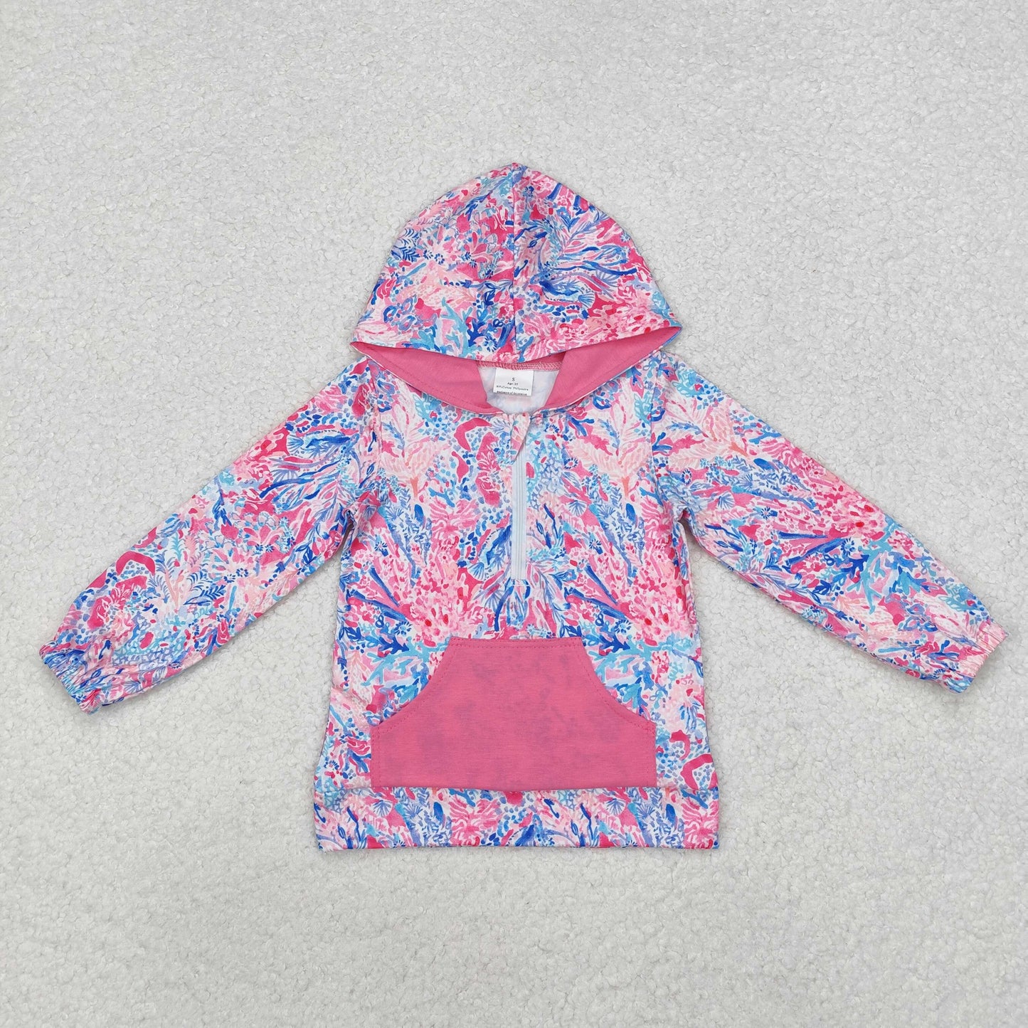 hot pink lily long sleeve pocket hoodies