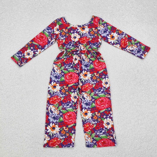 fall floral girls jumpsuit